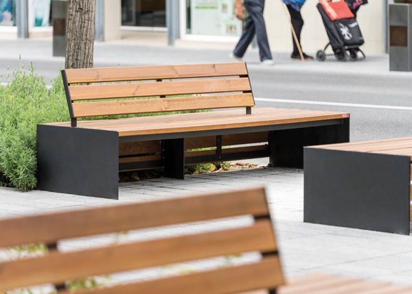 Street furniture with benches, litter bins, bollards, planters and equipment , Benches , UB30 Arq Bench , 